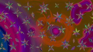 El yapımı çiçek ve bitki koleksiyonu. Raster illüstrasyonu. Eskiz tarzı kahverengi ve mor renkte. Şirin karalamalı çiçek desenli çizim. Raster illüstrasyonu.