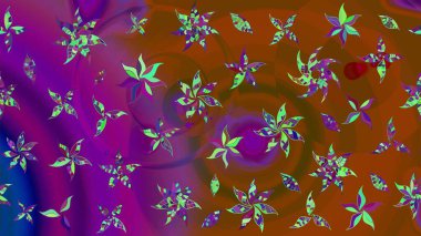 Desen, çizim, çiçek sınırı. Çiçek çelengi. Güzel, parlak, pürüzsüz kumaş, tuval. Kıvırcık, parlak örgü. Eski moda arka plan. Raster illüstrasyonu.