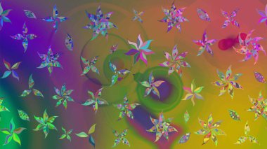 Gömlek baskısı için çiçek boyası. Çiçek desenli eskiz. Yeşil ve kahverengi renkte çiçekler.