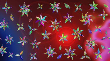 Çiçekli bahar çiçekleri. Küçük çiçekte güzel bir desen. Küçük renkli çiçekler. Moda baskıları için zarif bir şablon. Motley illüstrasyonu. Çizim.