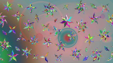 Çiçekli karalama şeklinde Raster çiçek deseni. Nazik, narin çiçek arkaplanı. Tarafsız ve gri renkte çiçekler.