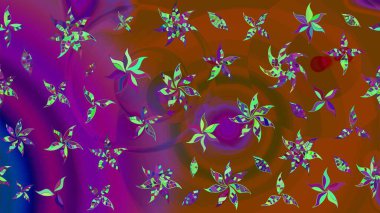 Desen, çizim, çiçek sınırı. Çiçek çelengi. Güzel, parlak, pürüzsüz kumaş, tuval. Kıvırcık, parlak örgü. Eski moda arka plan. Raster illüstrasyonu.