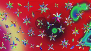 Sketch retro pattern with flowers. Flowers on red and green colors. Colour Summer Theme sketch pattern Background. Flat Flower Elements Design.