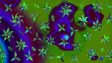 Tomurcukları papatya çiçekleri olan sevimli bir çiçek deseni. Eskiz geçmişi. Raster illüstrasyonu. Kumaş, tekstil, duvar kağıdı baskısı için. Eski usul. Miles Fleur, dandik süs.