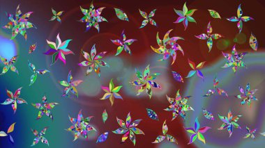 Soyut etnik raster çizim kalıbı. Kabile sanatı boho baskısı, klasik çiçek arkaplanı. Arkaplan dokusu, duvar kağıdı, kahverengi ve mavi renkli çiçek teması.