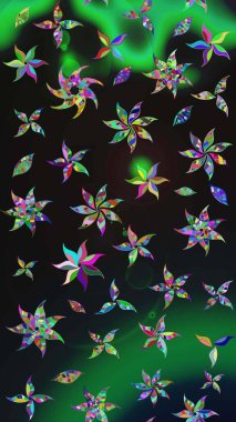 Kumaş desenli papatya çiçeği detayı. Gri ve yeşil renkte çiçekler.