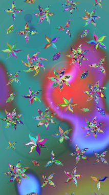 Çiçek desenli çizim. Raster illüstrasyonu. Asya tekstil tarzında. Güzel kumaş deseni. Renkli Bahar Teması eskiz kalıbı. Düz Çiçek Elementleri Tasarımı.