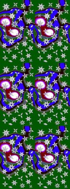 Raster illüstrasyonu. Raster deseni. Küçük çiçekteki sevimli çiçek deseni. Yeşil ve mavi renklerde. Soyut çiçek çizim kalıbı arkaplanı.