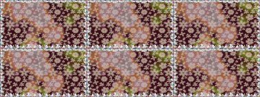 Düz Çiçek Elementleri Tasarımı. Raster Illustrasyon 'da moda olmayan çiçek deseni. Güzel kumaş deseni. Renkli Yaz Temalı Kusursuz Arkaplan.