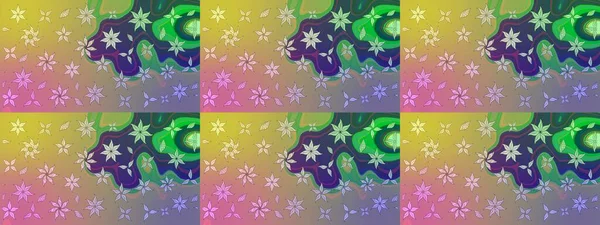 Tarafsız ve yeşil renklerde etnik çiçeklerle süslenmiş zarif bir eskiz şekli. Asya Tekstil 'inde Raster Çiçek İllüstrasyonu.