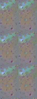 Raster düz çiçek çizim deseni. Hediye ambalaj kağıdı, tebrik kartları, posterler ve pankart tasarımı. Gri ve bej renkli çiçekler.