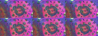 Suluboya çiçekli çiçek deseni. Raster illüstrasyonu. Menekşe ve pembe renklerde Asya tekstili.