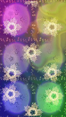 Raster kar taneleri deseni. Raster illüstrasyonu. Renkli arka planda güzel kar taneleri.