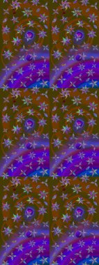 Kahverengi ve mor renkli çiçekler. Şatafatlı bahar bahçesi dokusu. Kahverengi ve mor renkli çiçek çizimi. Çiçek deseni. Raster illüstrasyonu.