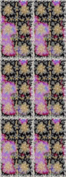 Klasik klasik klasik arka plan. Gri ve siyah renklerde altın elementlerle kusursuz desen. Raster illüstrasyonu. Geleneksel oryantasyon süsü. Kusursuz klasik raster altın desenli.