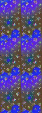 Düz Çiçek Elementleri Tasarımı. Mor ve mavi renkte çiçekler. Sevimli çiçek raster deseni. Renkli Bahar Teması çizim şablonu.