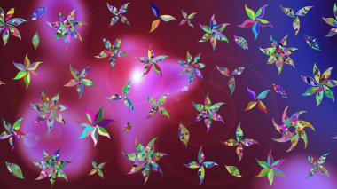 Kumaş desenli papatya çiçeği detayı. Mor ve mor renkte çiçekler.