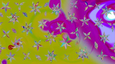 Yeşil ve mor renkli güzel çiçekli çizim deseni, suluboya çiçek deseni, duvar kağıdı, kart ya da kumaş için fayanslı. Raster..