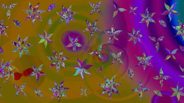 Kahverengi ve mor renkte çiçekli çiçek deseni. Çiçekler suluboya tarzında kahverengi ve mor renkte.