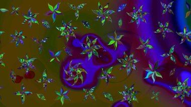 Raster illüstrasyonundaki çiçek desenli çizim. Güzel kumaş deseni. Renkli Bahar Teması eskiz kalıbı. Düz Çiçek Elementleri Tasarımı.