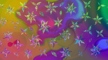 Mor ve pembe renkte etnik çiçeklerle süslenmiş zarif bir eskiz şekli. Asya Tekstil 'inde Raster Çiçek İllüstrasyonu.