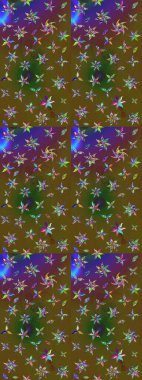 Flat Flower Elements Design. Colour Spring Theme sketch pattern Background. In asian textile style. Flowers on green colors. Sketch flowers pattern. Raster illustration.