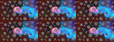 Çizim çiçek deseni duvar kağıdı, web sitesi arka planı, ambalaj kağıdı, davetiye, broşür, afiş veya web sitesi için kullanılabilir. Parlak elementlerin. El çizimi Raster illüstrasyonu.