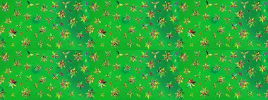 Çiçek desenli çizim. Asyalı tekstil renkleri. Raster illüstrasyonu.