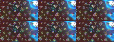 Renkli Bahar Teması eskiz kalıbı. Sevimli çiçek raster deseni. Düz Çiçek Elementleri Tasarımı. Kahverengi ve mor renkte çiçekler.