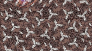 Elle boyanmış suluboya resim çizimleri, çiçekler ve bitkiler. Kahverengi renkte çiçekler.