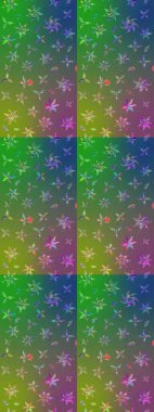 Raster geleneksel halk çiçekleri, tekstil tasarımı için yeşil ve mavi renkli. Üzerinde gelincikler ve vadi zambakları olan renkli çiçek desenli nakış..