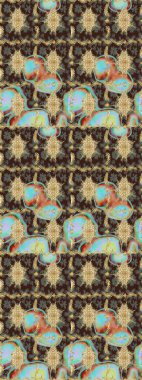 Kahverengi renklerde altın desenler ve altın elementler. Klasik altın desenli çizim. Raster geleneksel oryantasyon süsü.