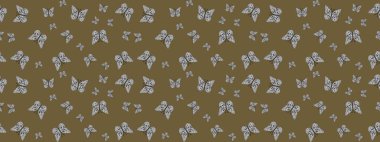 Kağıt, kumaş, ambalaj kağıdı ve duvar kâğıdı tasarımı için hoş bir arkaplan. Sanat kelebekleri kahverengi ve gri renklerde. Çocuk kelebek çizim kalıbı. Raster..