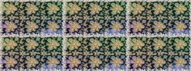 İslam tasarımı. Gri ve nötr renklerde altın desenler ve altın elementler. Kusursuz desenli oryantal süs. Çiçek kiremitleri. Raster altın tekstil baskısı.