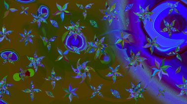 Çiçekli yaz çiçekleri. Küçük çiçekte güzel bir desen. Küçük renkli çiçekler. Moda baskıları için zarif bir şablon. Motley illüstrasyonu. Çizim.