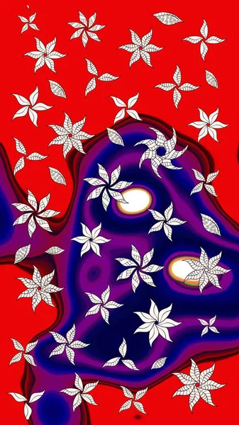 Düz Çiçek Elementleri Tasarımı. Çiçek deseni. Renkli Bahar Teması eskiz kalıbı. Raster çizimi. Güzel kumaş deseni..