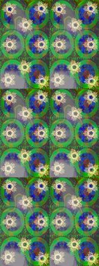 Renkli arka planda izole tatlı kar taneleri. Yeşil, gri ve nötr renkler ve kar taneleri. Raster illüstrasyonu.