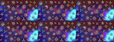 Raster Çiçek İllüstrasyonu 'nun şirin tekstili. Eflatun ve mor renkte etnik çiçeklerle zarif eskiz deseni.