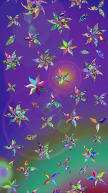 Kumaş desenli papatya çiçeği detayı. Mor ve mor renkte çiçekler.