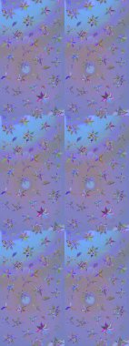 Güzel kumaş deseni. Raster illüstrasyonu. Bahar çiçekli güzel bir çiçek deseni..