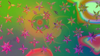 Soyut etnik raster çizim kalıbı. Arkaplan dokusu, duvar kağıdı, yeşil ve kahverengi renkli çiçek teması. Kabile sanatı boho baskısı, klasik çiçek arkaplanı.