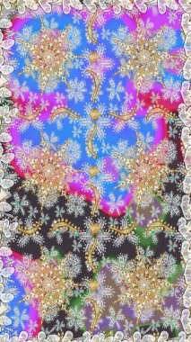 Raster illüstrasyonu. Gri ve nötr renklerde, altın elementlerle klasik, pürüzsüz desen.