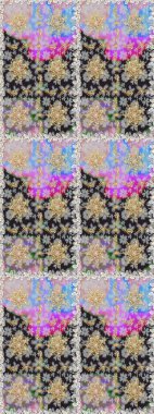 Doğum günü kartı, davetiye ya da afiş için iyidir. Dekoratif simetri arabesk. Kusursuz ortaçağ çiçek deseni. Gri renklerde altın. Raster illüstrasyonu.