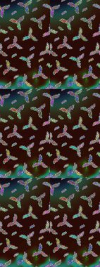 Noel kahverengisi, yeşili ve grisi. Raster illüstrasyonu. Sihirli kahverengi, yeşil ve gri tatil soyut arka plan yıldız ve düşen kar taneleri.