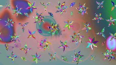 Suluboya çiçekli çiçek deseni. Raster illüstrasyonu. Tarafsız ve gri renklerde Asyalı tekstil.