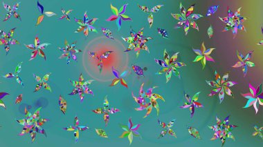 Çiçekli yaz çiçekleri. Küçük çiçekte güzel bir desen. Küçük renkli çiçekler. Moda baskıları için zarif bir şablon. Motley illüstrasyonu. Çizim.