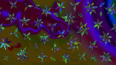 Raster Illustrasyon 'daki Çiçek Deseni' nin son moda çizimi. Güzel kumaş deseni. Renkli Yaz Temalı eskiz kalıbı. Düz Çiçek Elementleri Tasarımı.