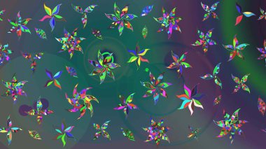 Mavi ve yeşil renkli çiçekler. El çizimi. Suluboya çizimi. Çiçekli çizim deseni.