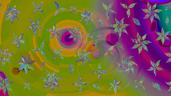 Küçük çiçekteki sevimli çiçek deseni. Raster deseni. Yumuşak, yaz çiçekleri yeşil ve mor renklerde. Raster illüstrasyonu.