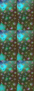 Modern stil dokusu. Çiçek desenli raster, yeşil ve mavi çizgi grafik deseni soyut raster arkaplan.